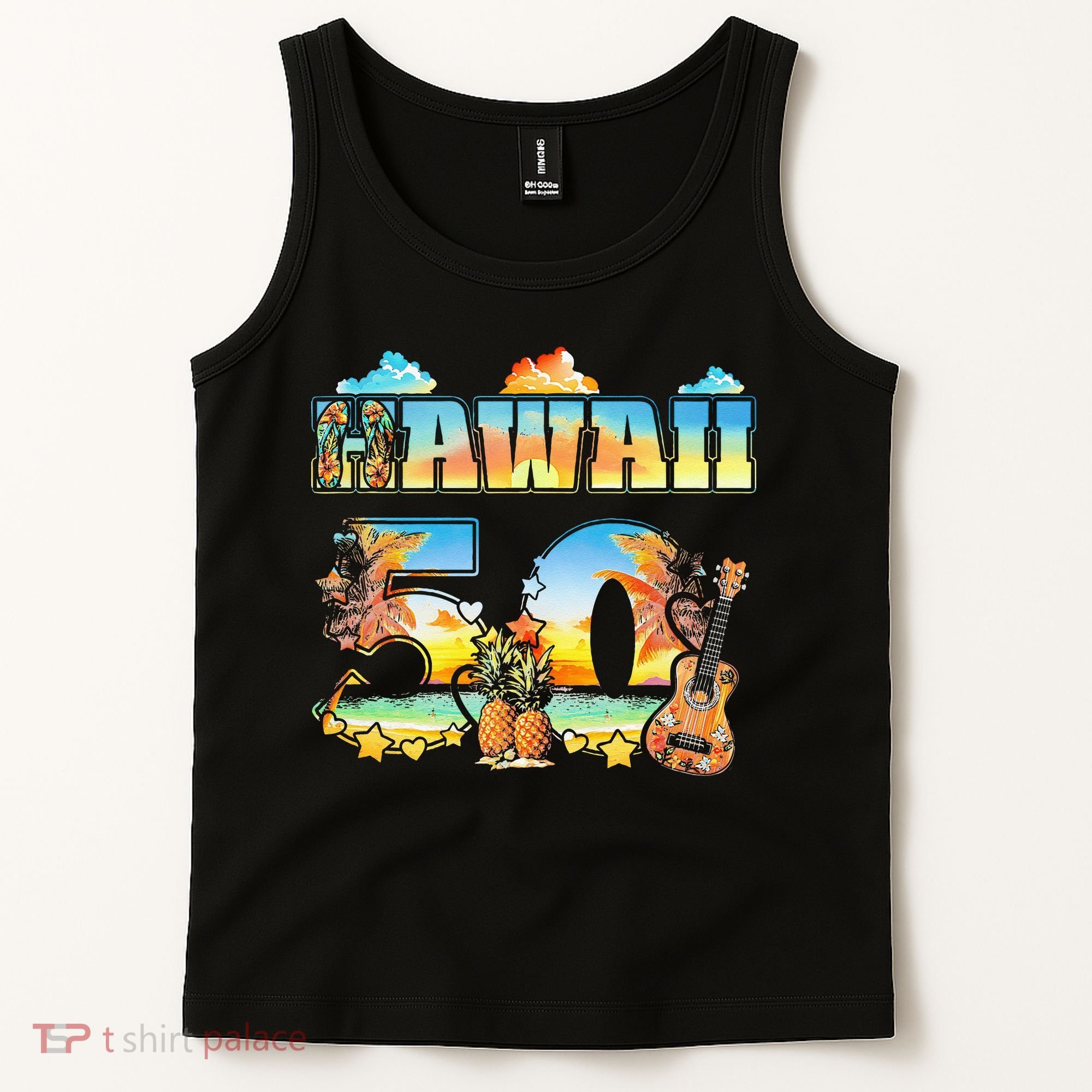 Hawaii 50Th State Hawaiian Beach Hibiscus 50 Maui Sunset Tank Top