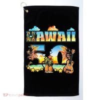 Hawaii 50Th State Hawaiian Beach Hibiscus 50 Maui Sunset Golf Towel thumb 0