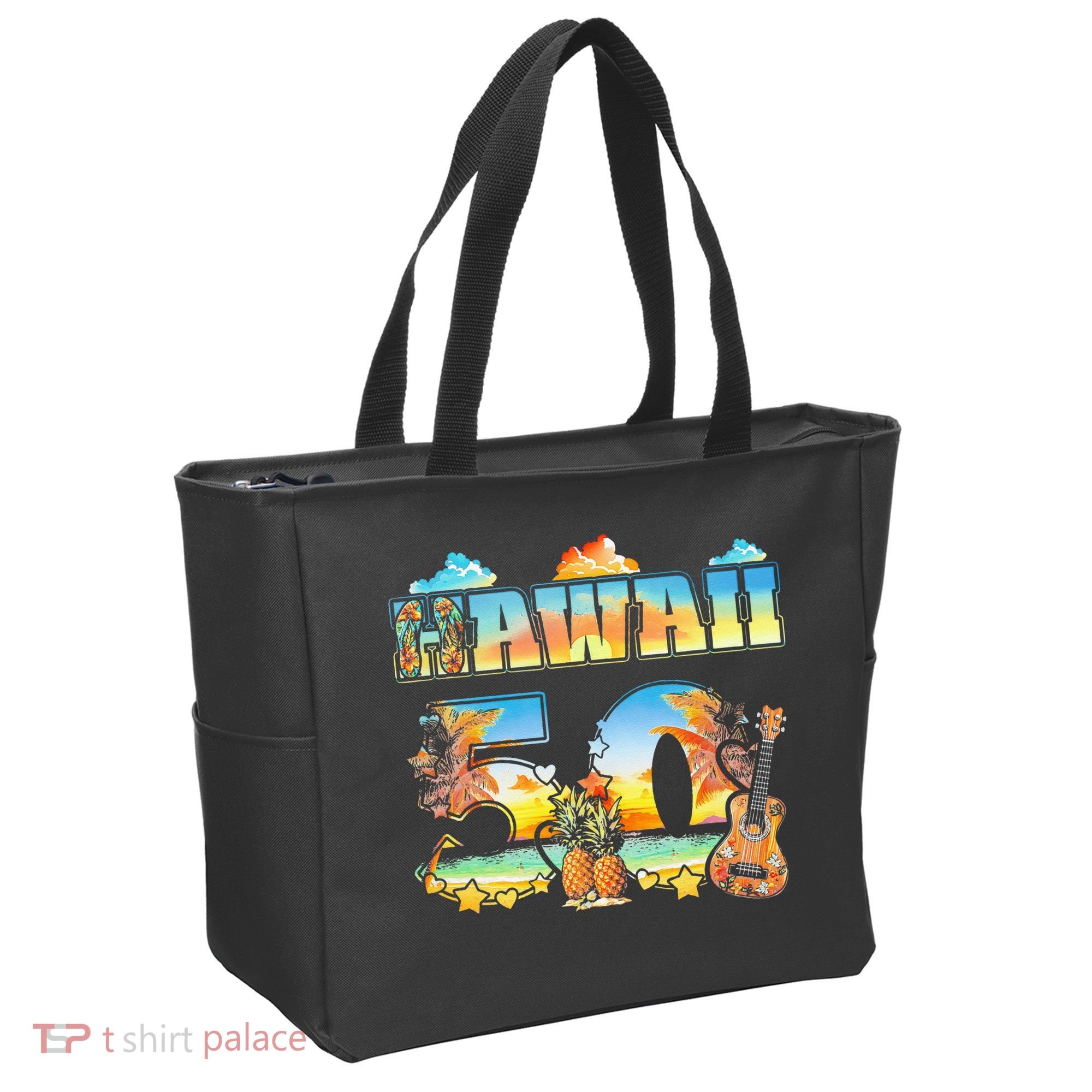 Hawaii 50Th State Hawaiian Beach Hibiscus 50 Maui Sunset Tote Bag