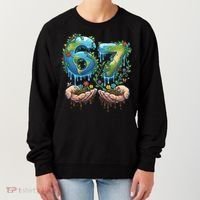 Hand 67 Earth Day 6 7 Six Seven Meme Women's Sweatshirt thumb 0