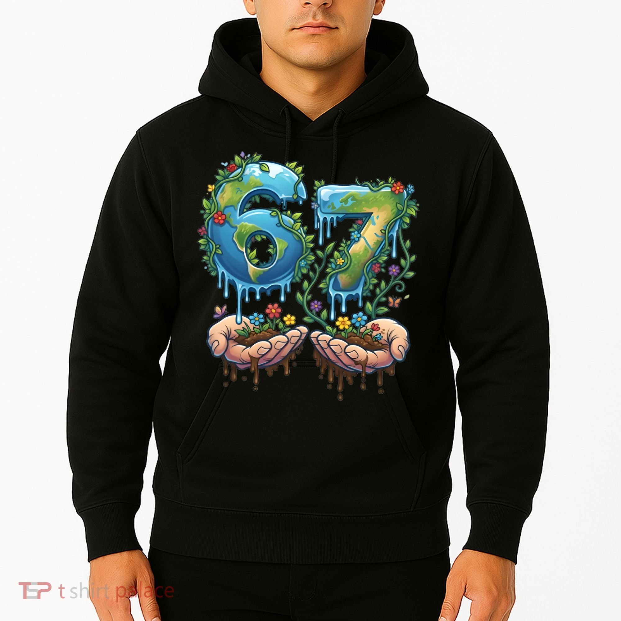 Hand 67 Earth Day 6 7 Six Seven Meme Hoodie