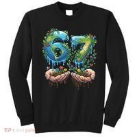 Hand 67 Earth Day 6 7 Six Seven Meme Sweatshirt thumb 0