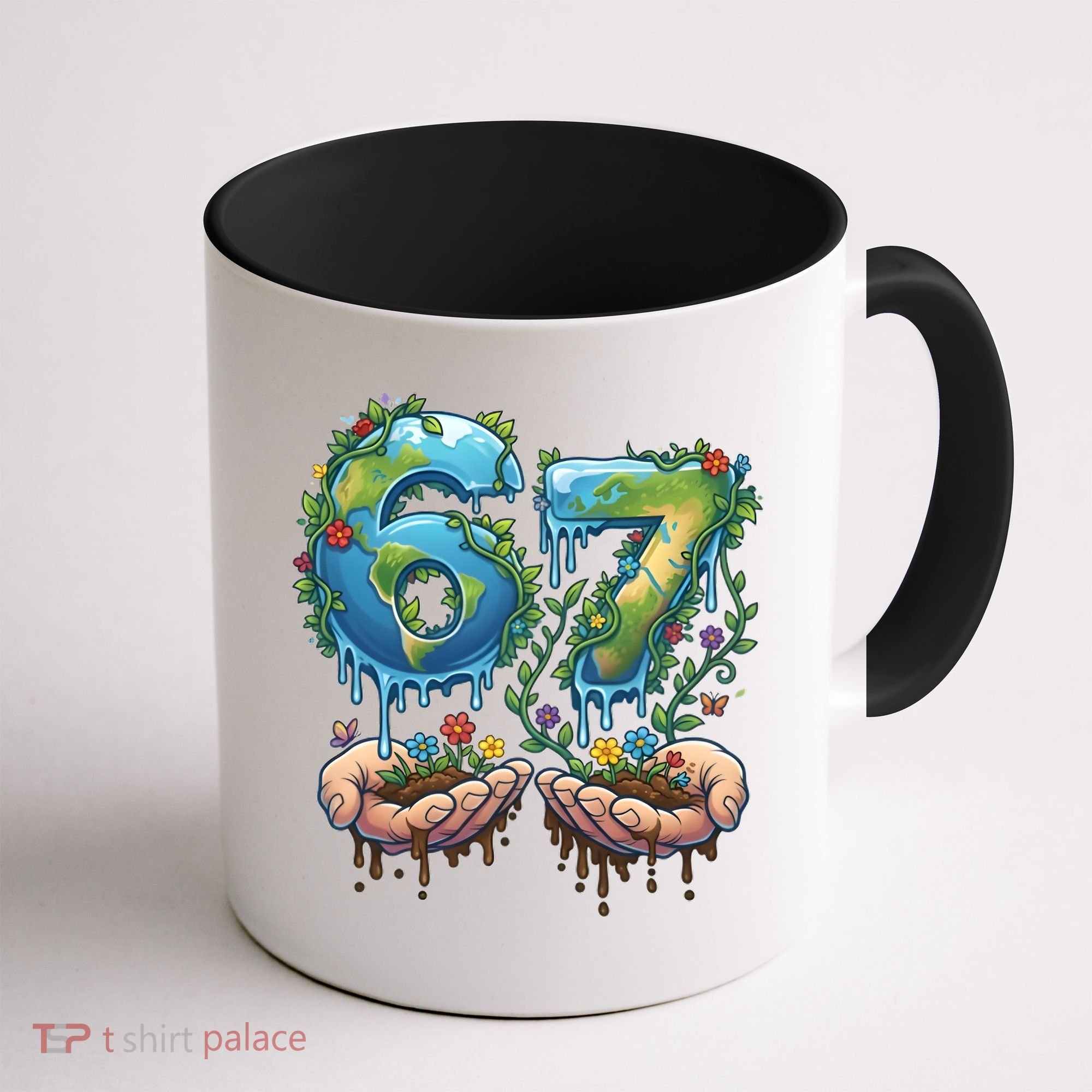 Hand 67 Earth Day 6 7 Six Seven Meme Coffee Mug