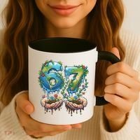 Hand 67 Earth Day 6 7 Six Seven Meme Coffee Mug thumb 3