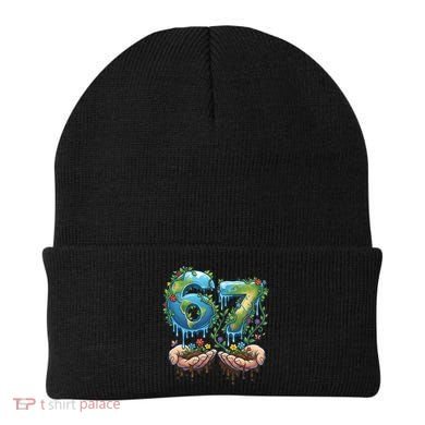 Hand 67 Earth Day 6 7 Six Seven Meme Beanie
