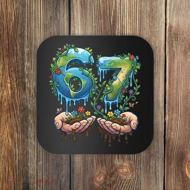 Hand 67 Earth Day 6 7 Six Seven Meme Coaster