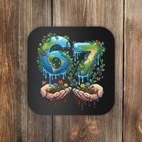 Hand 67 Earth Day 6 7 Six Seven Meme Coaster thumb 0