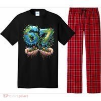 Hand 67 Earth Day 6 7 Six Seven Meme Pajama Set thumb 0