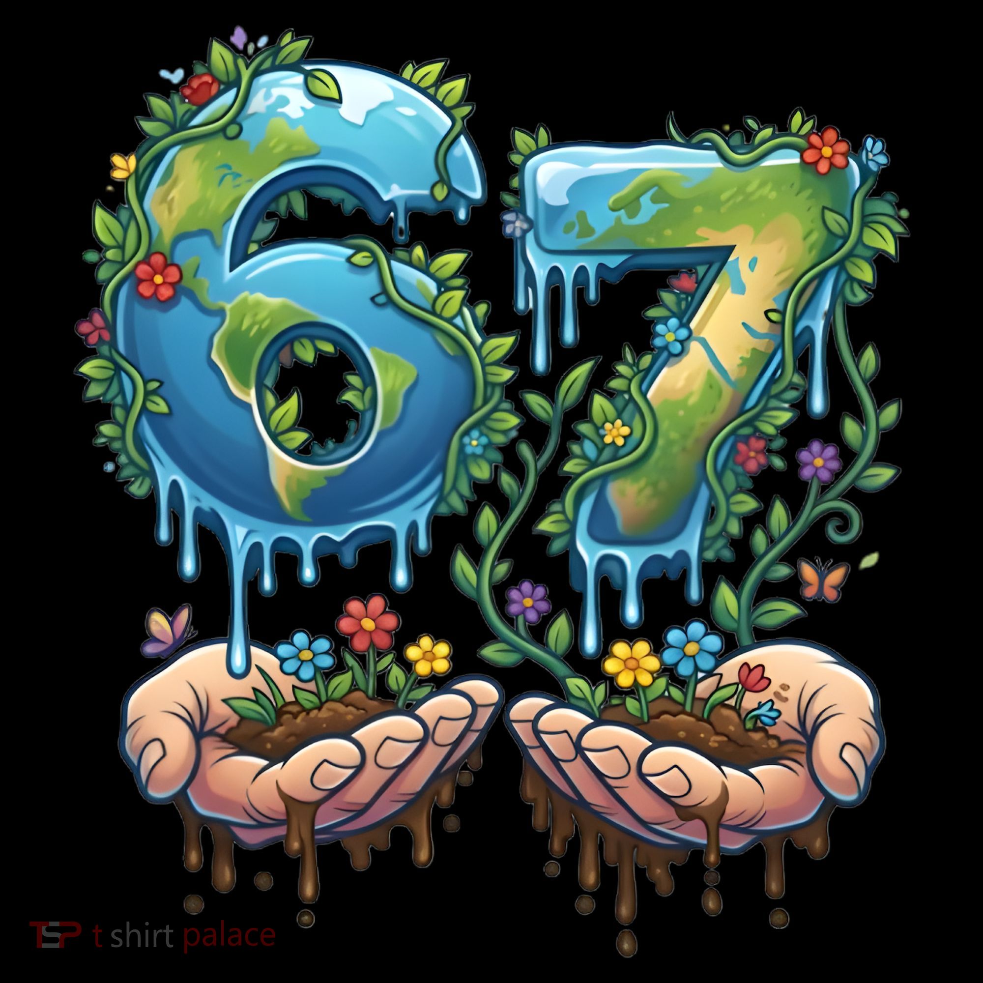 Hand 67 Earth Day 6 7 Six Seven Meme Women's Hoodie
