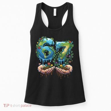 Hand 67 Earth Day 6 7 Six Seven Meme Women's Tank Top