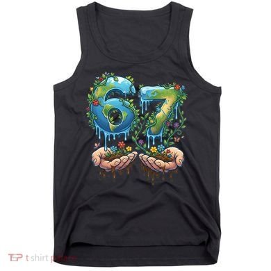 Hand 67 Earth Day 6 7 Six Seven Meme Tank Top