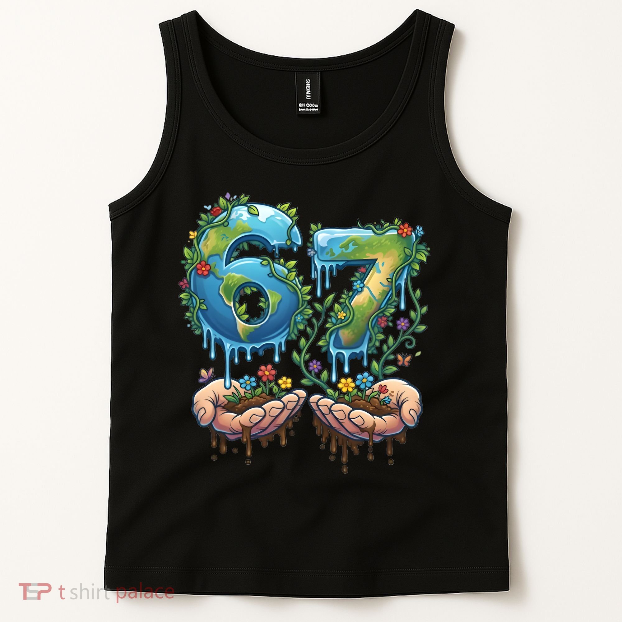 Hand 67 Earth Day 6 7 Six Seven Meme Tank Top