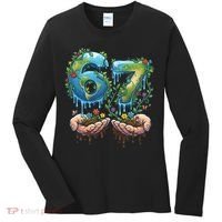 Hand 67 Earth Day 6 7 Six Seven Meme Women's Long Sleeve Shirt thumb 0