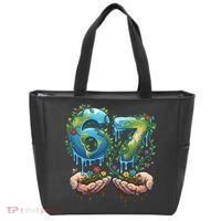 Hand 67 Earth Day 6 7 Six Seven Meme Tote Bag thumb 0