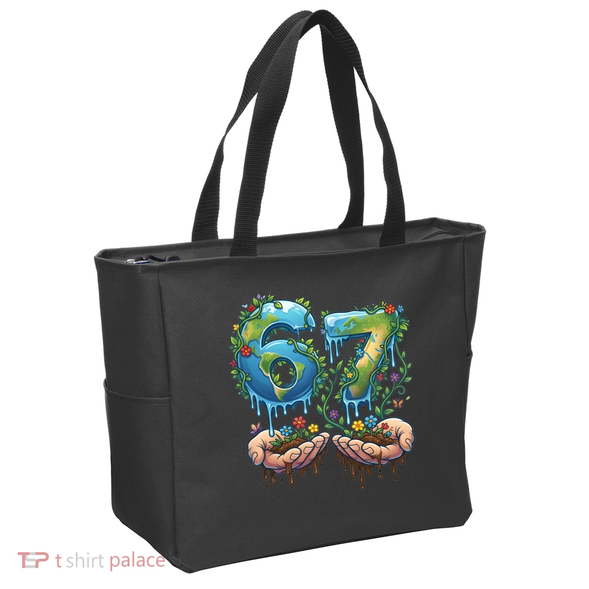 Hand 67 Earth Day 6 7 Six Seven Meme Tote Bag