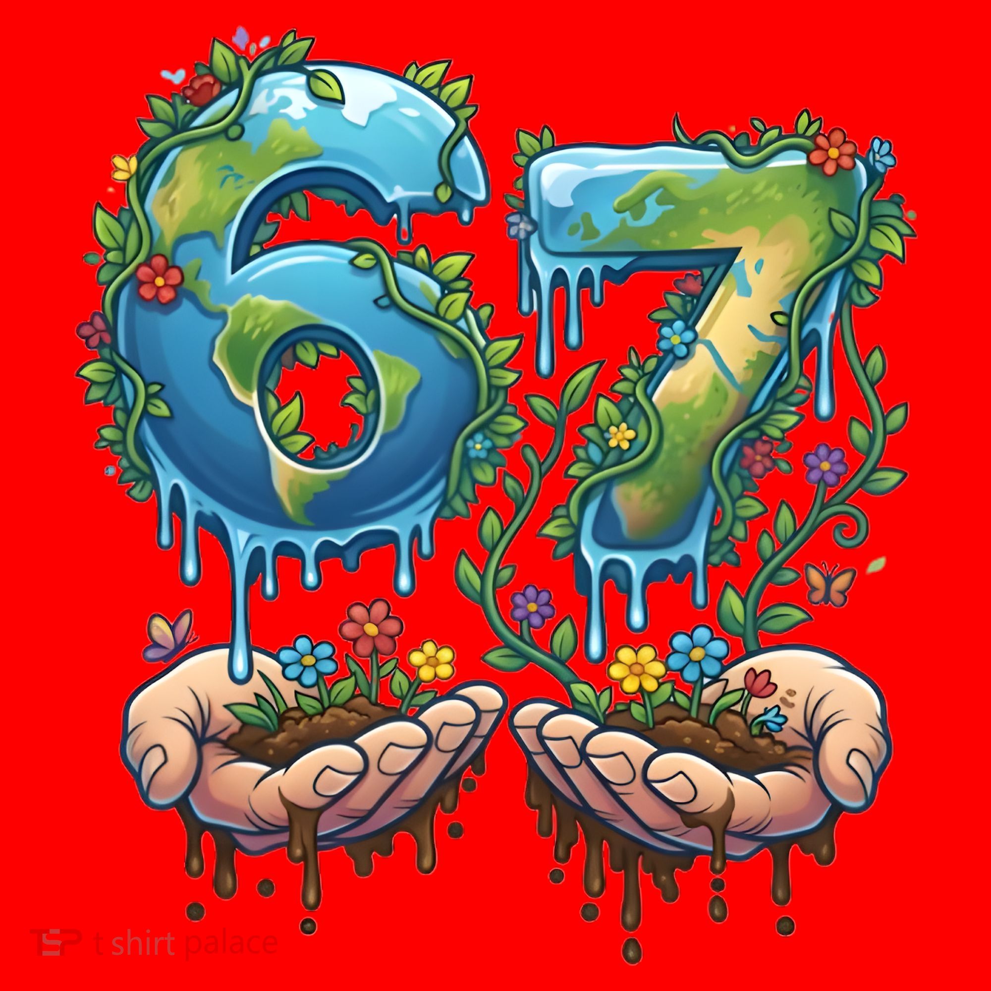Hand 67 Earth Day 6 7 Six Seven Meme Santa Hat