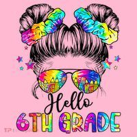 Hello 6th Grade Messy Hair Bun Girl Back To School First Day Coaster thumb 2