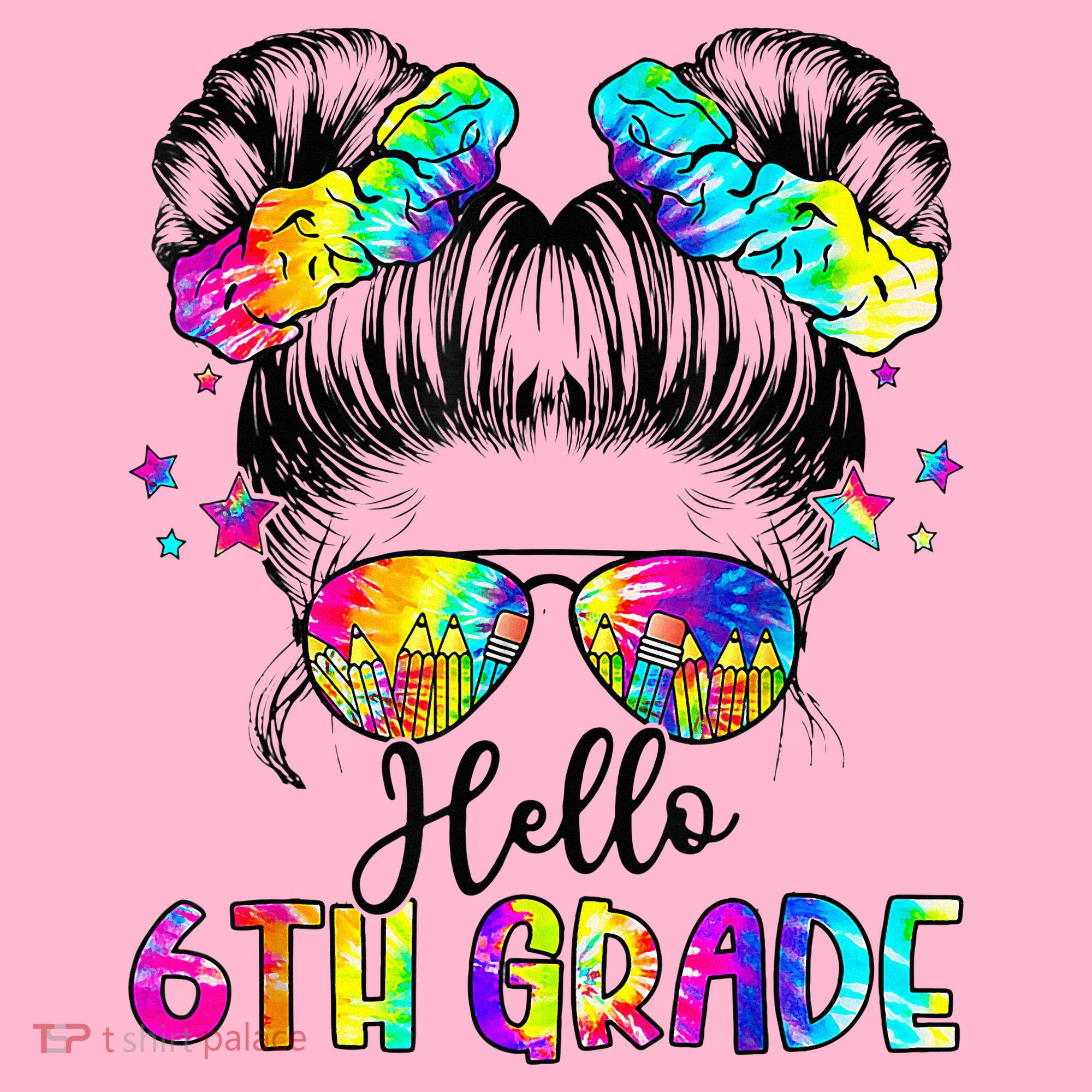 Hello 6th Grade Messy Hair Bun Girl Back To School First Day Coaster