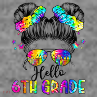 Hello 6th Grade Messy Hair Bun Girl Back To School First Day Toddler Hoodie thumb 2
