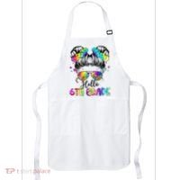 Hello 6th Grade Messy Hair Bun Girl Back To School First Day Apron thumb 0