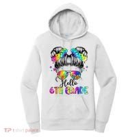 Hello 6th Grade Messy Hair Bun Girl Back To School First Day Women's Hoodie thumb 0