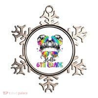 Hello 6th Grade Messy Hair Bun Girl Back To School First Day Ornament thumb 0