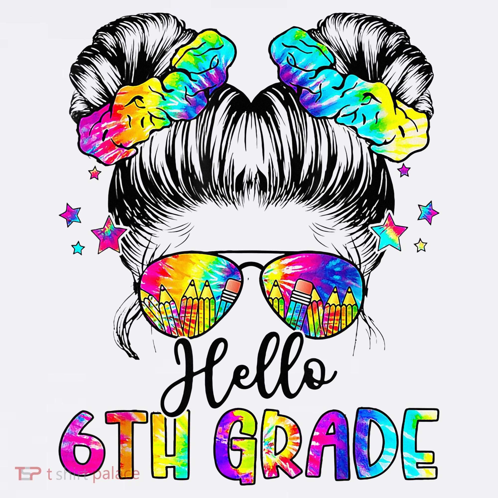 Hello 6th Grade Messy Hair Bun Girl Back To School First Day Ornament