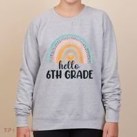 Hello 6Th Grade Rainbow Back To School Teachers Gift Women's Sweatshirt thumb 0
