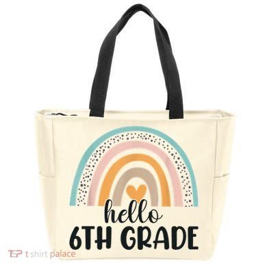 Hello 6Th Grade Rainbow Back To School Teachers Gift Tote Bag