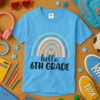 Hello 6Th Grade Rainbow Back To School Teachers Gift Kids T-Shirt thumb 3