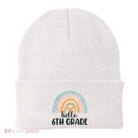 Hello 6Th Grade Rainbow Back To School Teachers Gift Beanie thumb 0