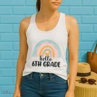 Hello 6Th Grade Rainbow Back To School Teachers Gift Women's Tank Top thumb 2