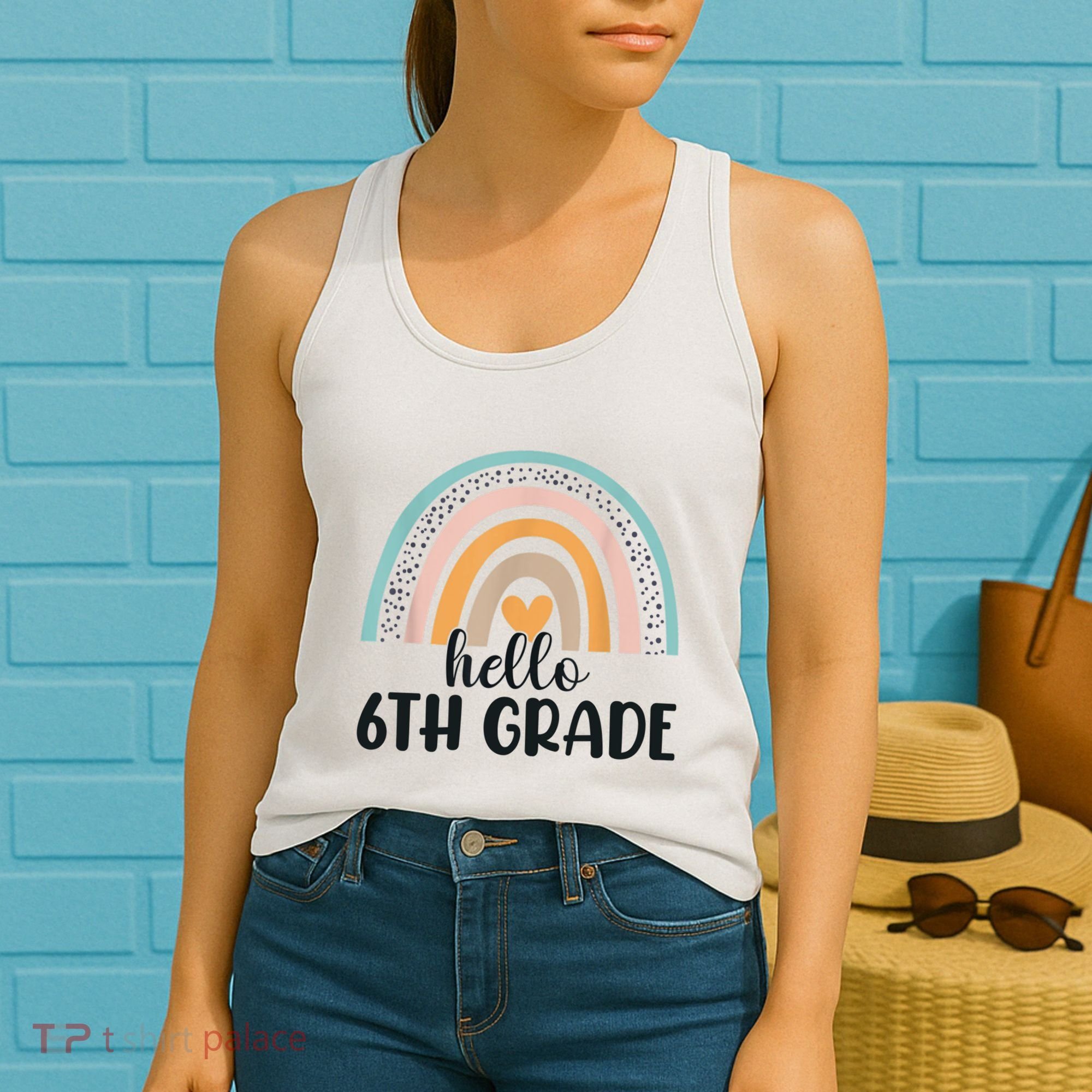 Hello 6Th Grade Rainbow Back To School Teachers Gift Women's Tank Top