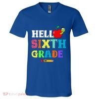 Hello 6Th Sixth Grade Cute Gift Funny 6Th Sixth Grade Back To Gift V-Neck T-Shirt thumb 0