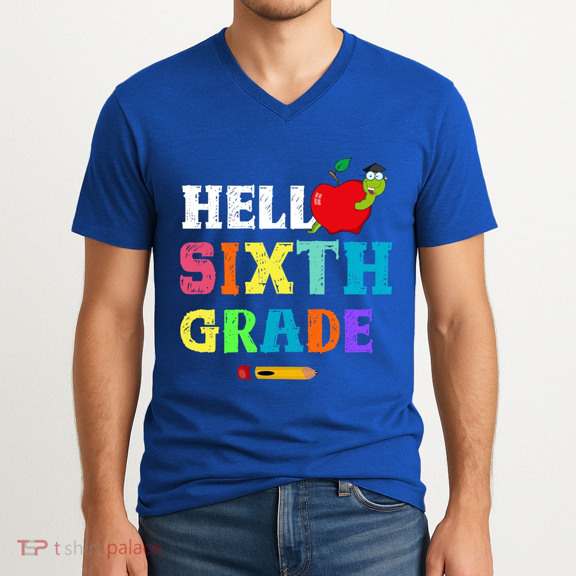 Hello 6Th Sixth Grade Cute Gift Funny 6Th Sixth Grade Back To Gift V-Neck T-Shirt