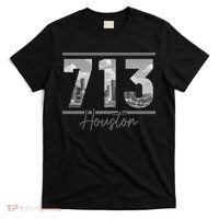Houston 713 Area Code Skyline Texas Pride Vintage T-Shirt thumb 0