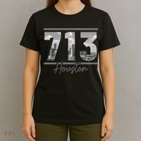 Houston 713 Area Code Skyline Texas Pride Vintage T-Shirt thumb 4