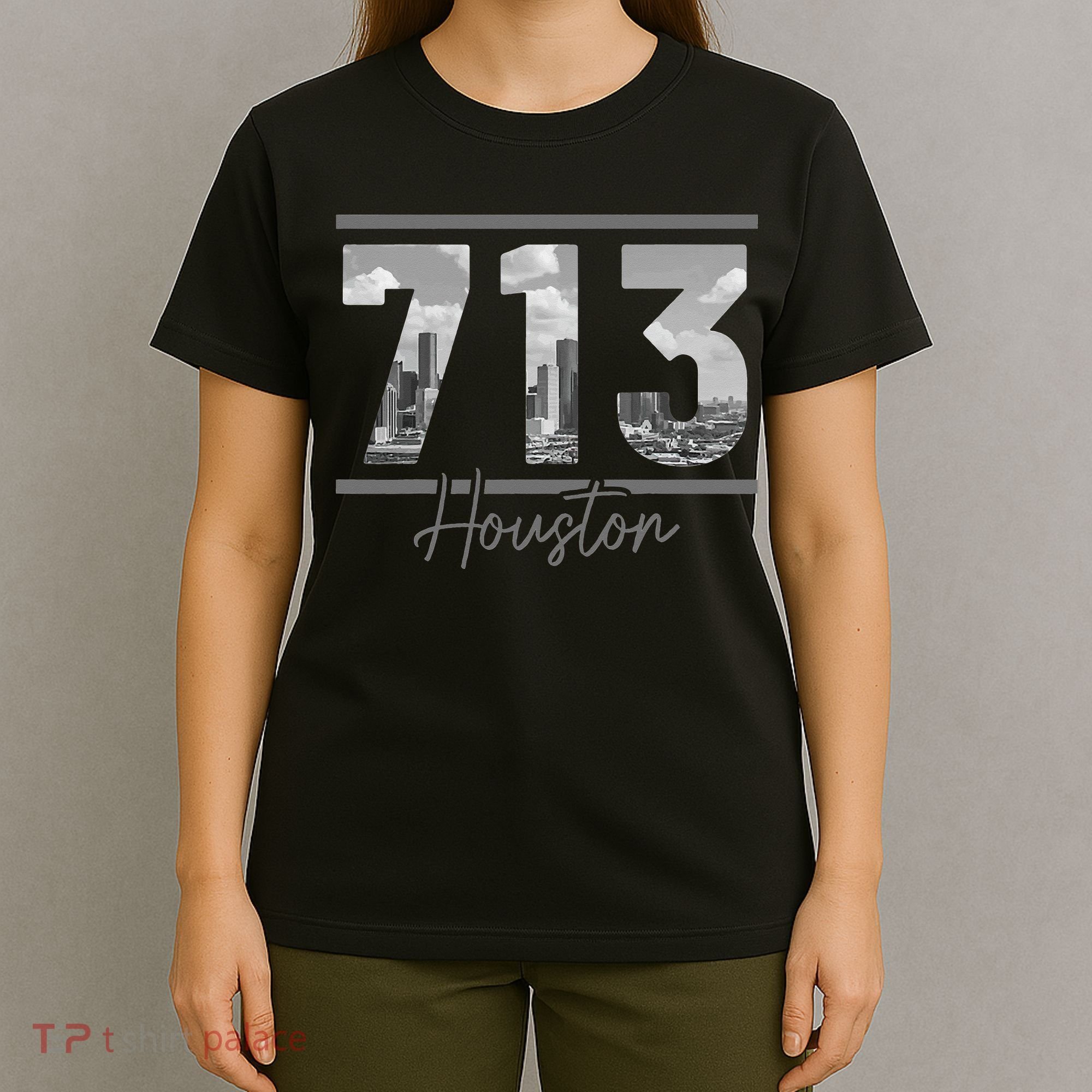 Houston 713 Area Code Skyline Texas Pride Vintage T-Shirt