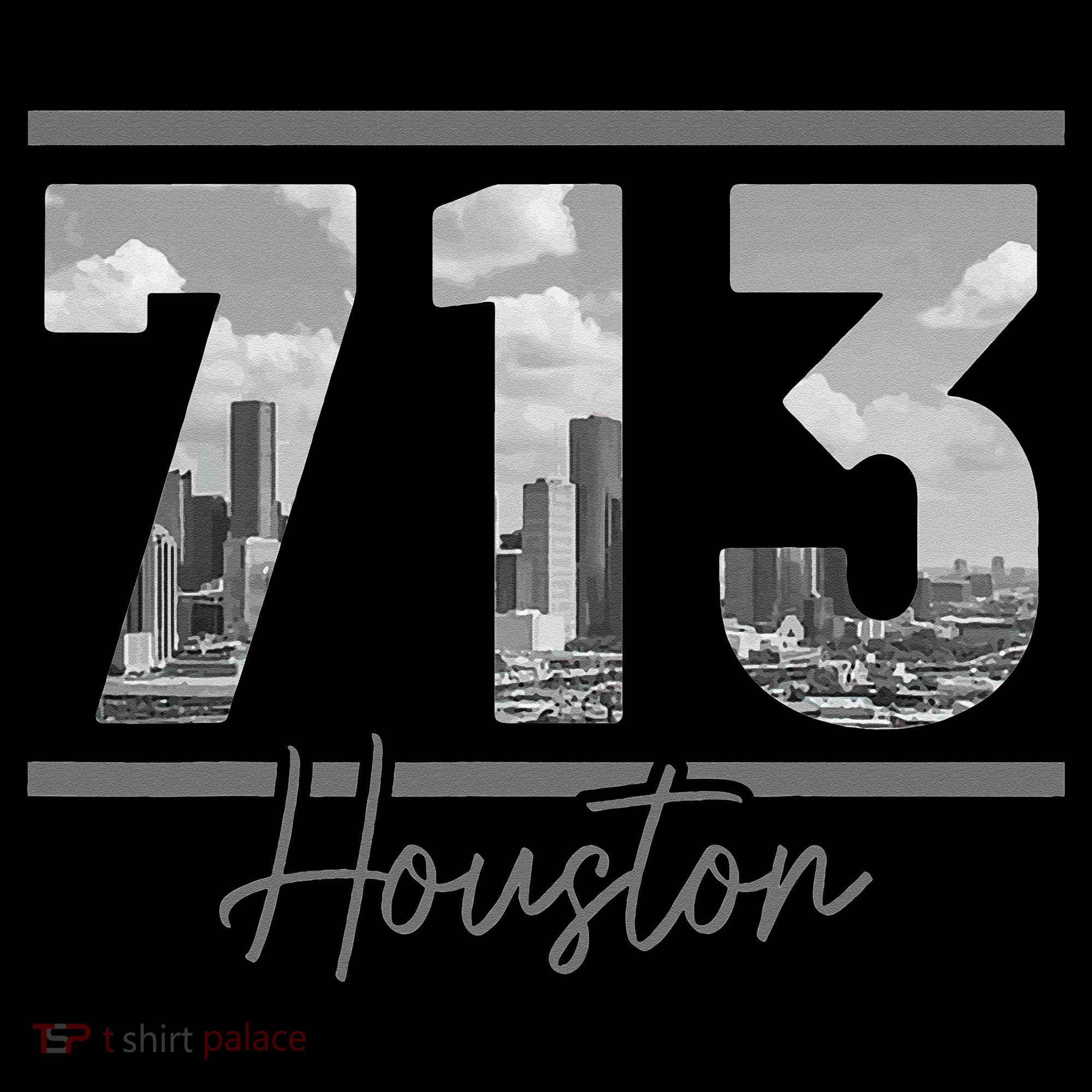 Houston 713 Area Code Skyline Texas Pride Vintage T-Shirt