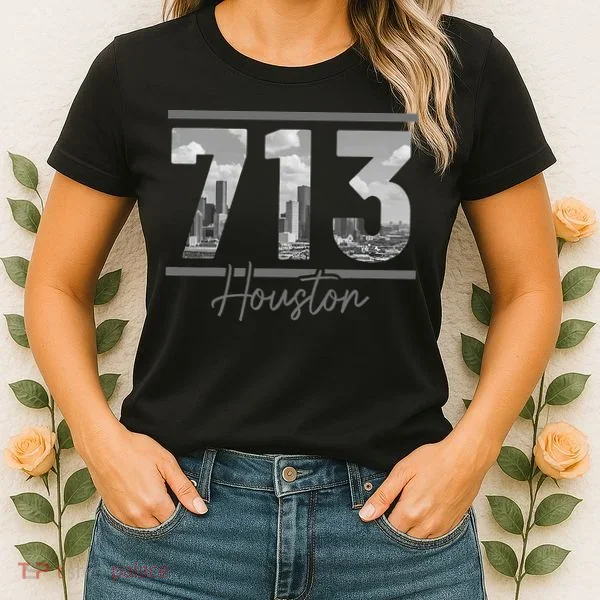 Houston 713 Area Code Skyline Texas Pride Vintage Women's T-Shirt