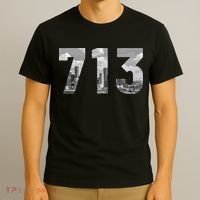 Houston 713 Area Code Skyline Texas Pride Vintage T-Shirt thumb 3