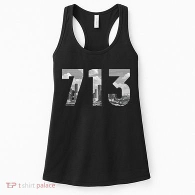 Houston 713 Area Code Skyline Texas Pride Vintage Women's Tank Top