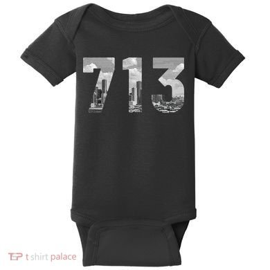 Houston 713 Area Code Skyline Texas Pride Vintage Baby Bodysuit