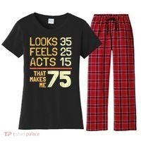 Hilarious 75th Birthday Present Idea I 75 Years Women's Flannel Pajama Set thumb 0