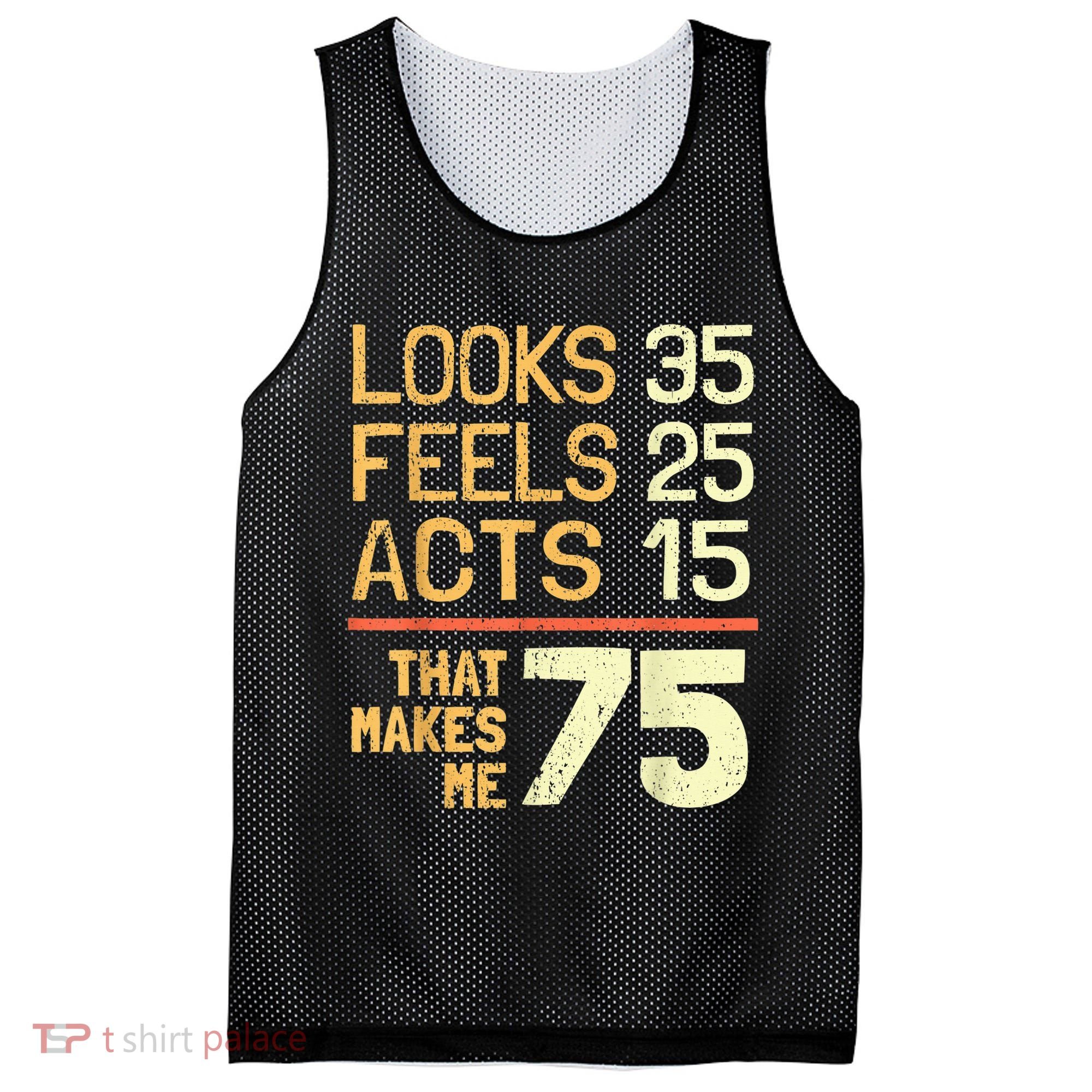 Hilarious 75th Birthday Present Idea I 75 Years Mesh Reversible Basketball Jersey Tank