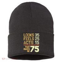 Hilarious 75th Birthday Present Idea I 75 Years Sustainable Knit Beanie thumb 0