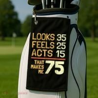 Hilarious 75th Birthday Present Idea I 75 Years Golf Towel thumb 2
