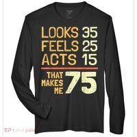 Hilarious 75th Birthday Present Idea I 75 Years Zone Performance Long-Sleeve T-Shirt thumb 0