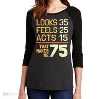 Hilarious 75th Birthday Present Idea I 75 Years Women's Tri-Blend 3/4-Sleeve Raglan Shirt thumb 2