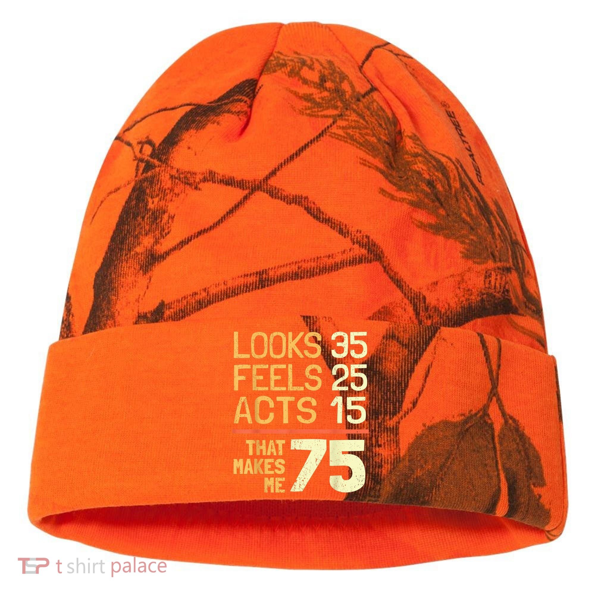 Hilarious 75th Birthday Present Idea I 75 Years Kati Licensed 12" Camo Cuffed Beanie